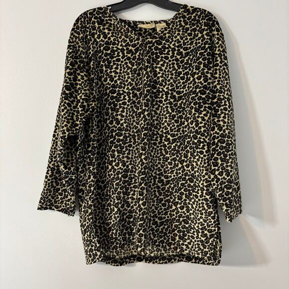Vintage Jaclyn Smith cheetah animal print velvet velour long sleeve blouse sz L - Picture 1 of 5